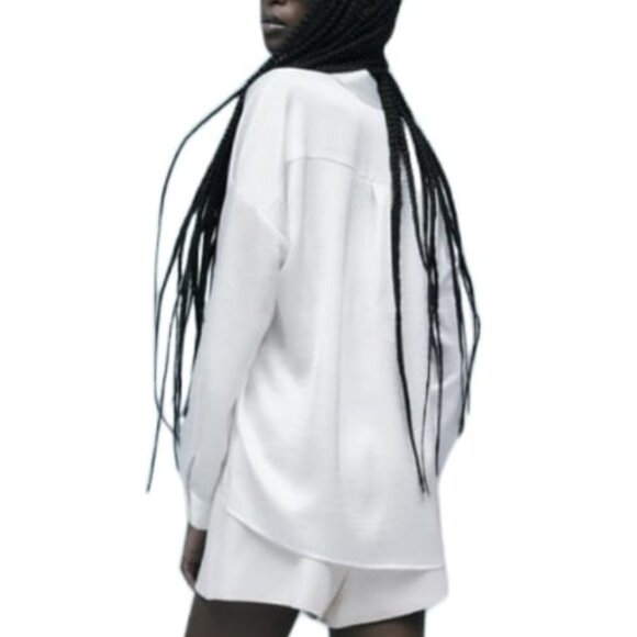 NEW ZARA FLOWY SHIRT WHITE | 4387/247 - Picture 4 of 12